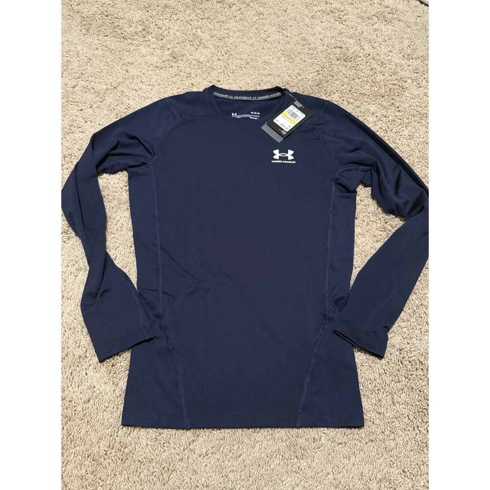 Under Armour HeatGear Armour Compression Shirt Men’s M Long Sleeve Nwt Dark Blue - Picture 2 of 4